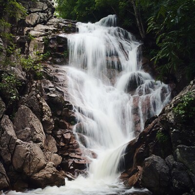 Waterfall cascading over rocks