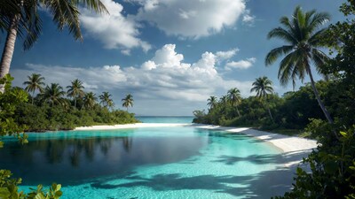 Turquoise Lagoon Palm Trees Beach