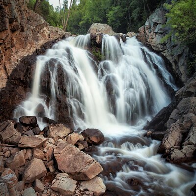 Waterfall cascading over rocks