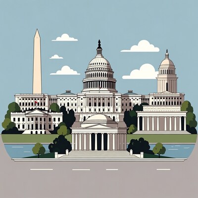 Washington DC Monuments Illustration