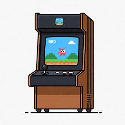 Arcade machine playing Mario game