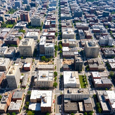 Aerial View of Urban Cityscape