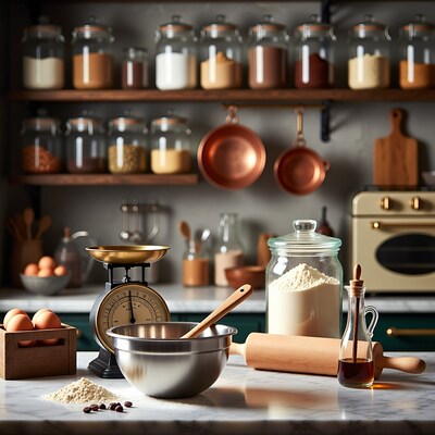 Baking Ingredients on Kitchen Counter