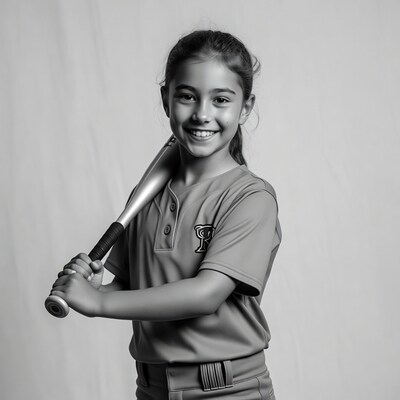 Girl smiling with baseball bat