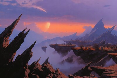 Floating Mountains at Sunset