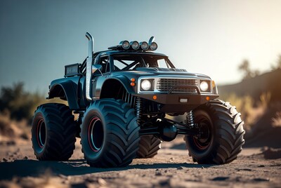 Black Monster Truck in Desert