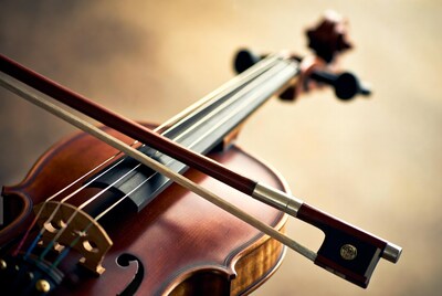 Violin with Bow Closeup