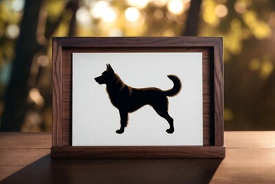 Silhouette German Shepherd in Wooden Frame