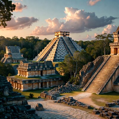 Chichen Itza Pyramids at Sunset