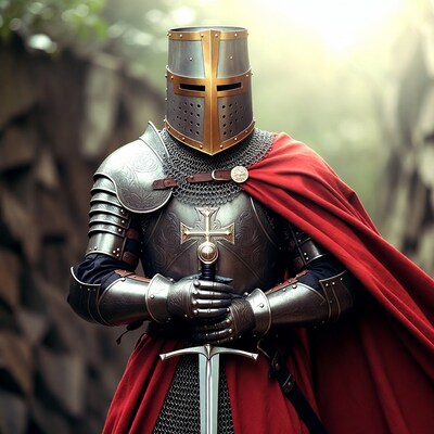 Knight in armor holding sword