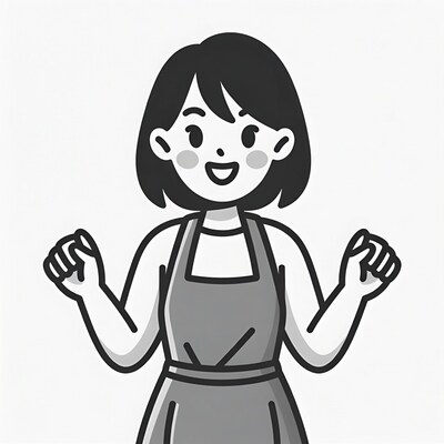 Happy Asian woman in apron