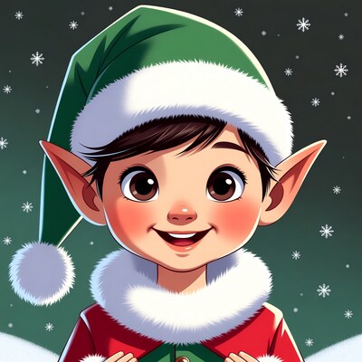 Smiling Christmas elf boy illustration