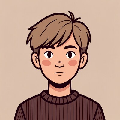 Cartoon Asian boy in sweater