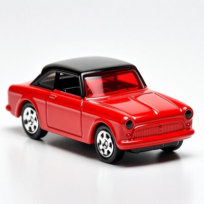 Red toy car with black roof