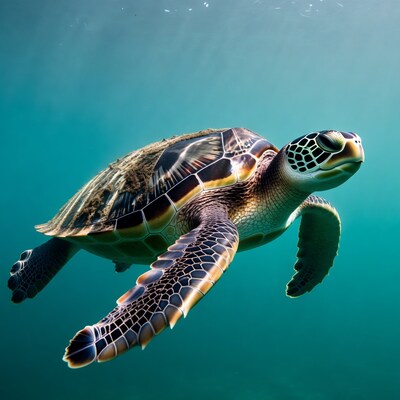Sea Turtle Swimming Underwater