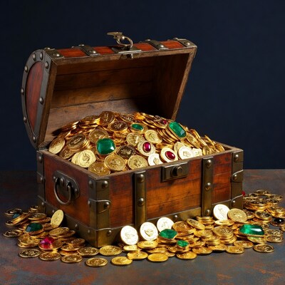 Open Treasure Chest Overflowing Gold Coins