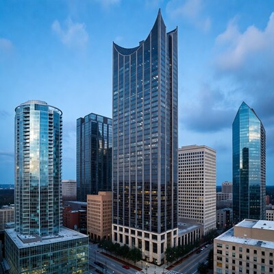 Modern skyscrapers at dusk skyline