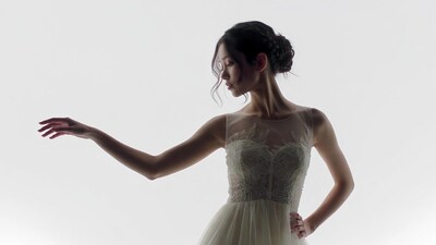 Asian woman in white lace dress silhouette