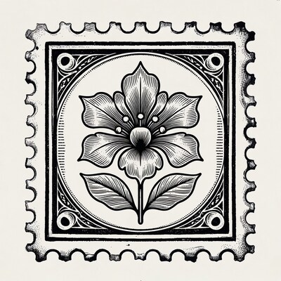 Vintage stamp flower illustration