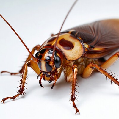 Closeup American Cockroach on White