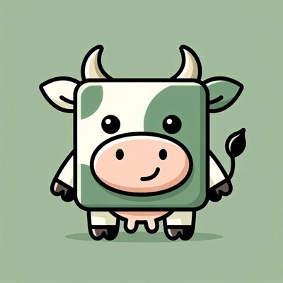 Cute cartoon green cow
