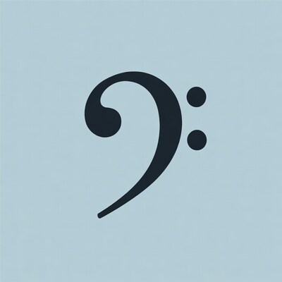 Bass Clef Symbol on Blue Background
