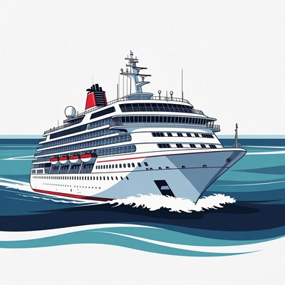 White Cruise Ship Sailing Ocean