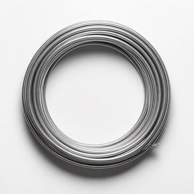 Coiled Silver Wire on White Background