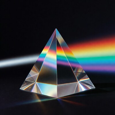 Glass Prism Refracting Rainbow Spectrum