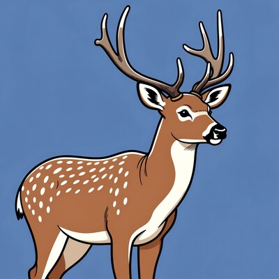 Cartoon spotted deer with antlers