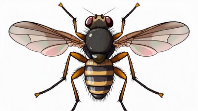 Illustrated Hoverfly on White Background