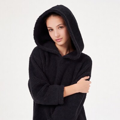 Teen girl in black hoodie