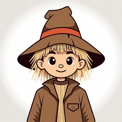 Cartoon Scarecrow Boy Smiling