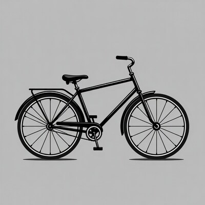 Black bicycle illustration on gray background