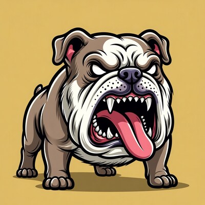 Growling Bulldog Illustration
