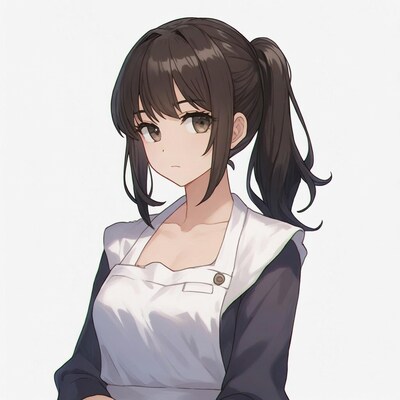 Anime girl in white apron