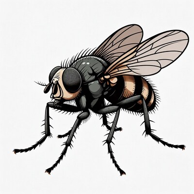 Detailed housefly illustration