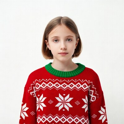 Girl in red Christmas sweater