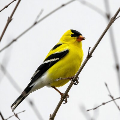 American Goldfinch perched on branch