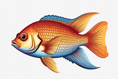 Colorful Orange Goldfish Illustration