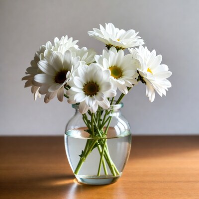 White Daisies in Glass Vase
