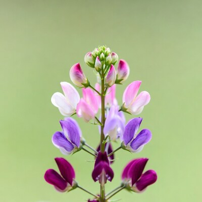 Colorful Sweet Pea Flowers on Green Background