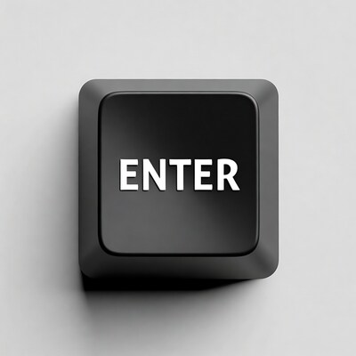 Black Enter Key on White Background