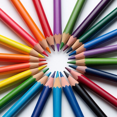 Colorful Crayons Arranged in Circle