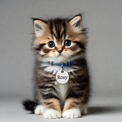 Kitten Roxy with blue collar
