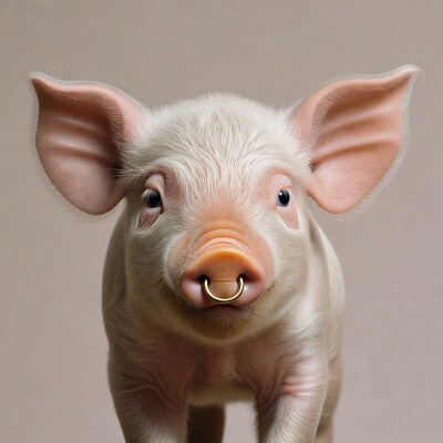 Piglet with gold nose ring