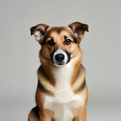 Brown and white German Shepherd puppy