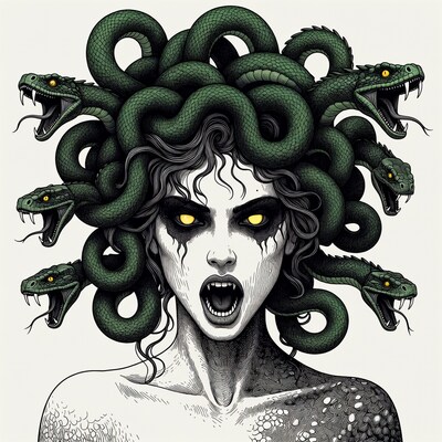 Medusa with Snakes in Hair