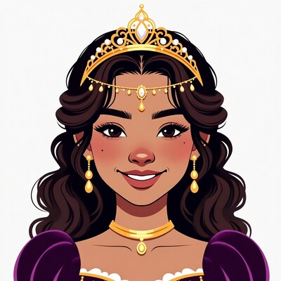 Princess with golden crown smiling