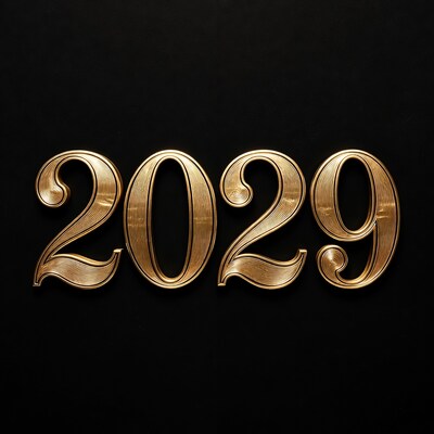 Gold 2029 on Black Background
